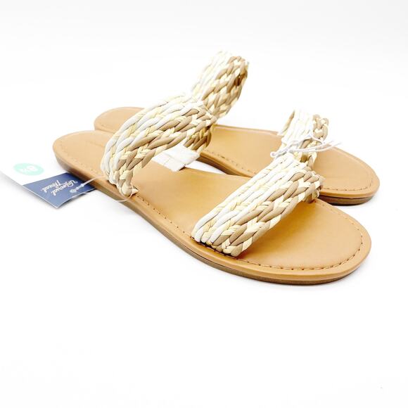 Universal Thread Women's Anita Wide Width Two-band Slide Sandals Beige Size 8.5 - Picture 4 of 7